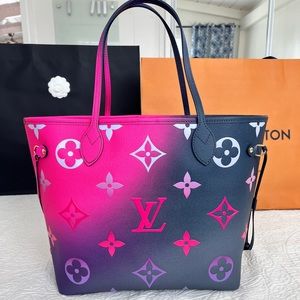Brand new, authentic Louis Vuitton Neverfull MM in Midnight Fuschia